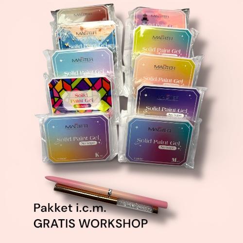 Pakket Solid Gel 10x i.c.m. 2x penselen + Gratis Workshop